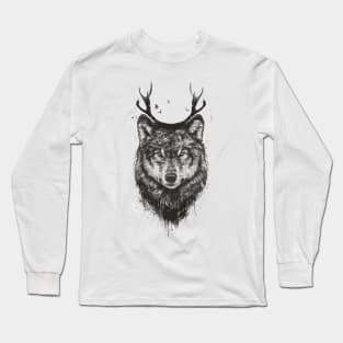 Deer wolf (b&w) Long Sleeve T-Shirt